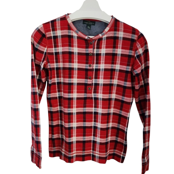 LAUREN JEANS CO. red plaid henley top small - Picture 2 of 10